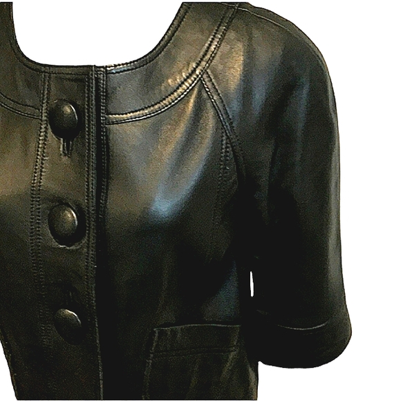 KENAR BLACK LEATHER JACKET EXCELLENT USED CONDITION SIZE 6 - Picture 2 of 10